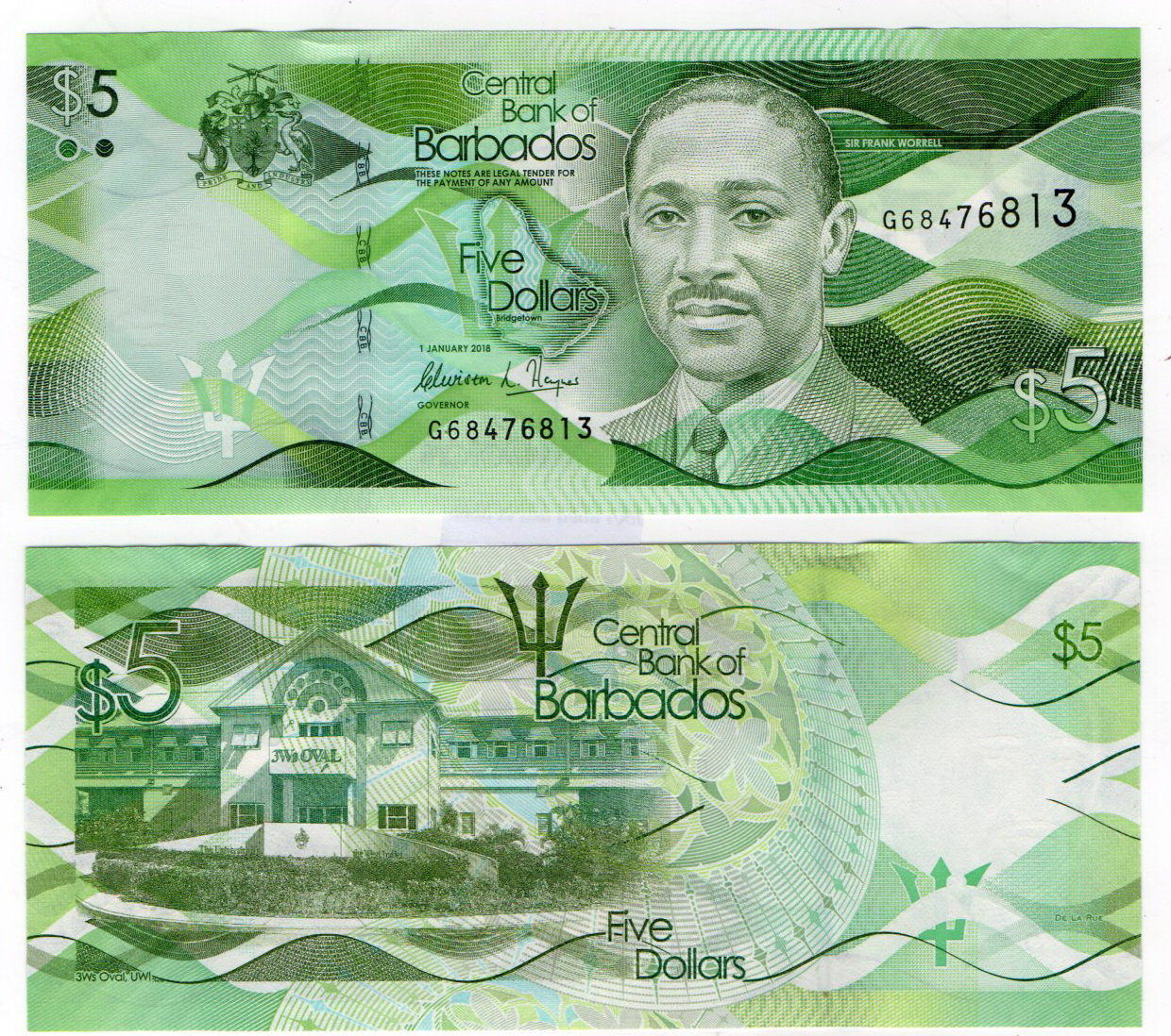 Barbados #74c 5 Dollars